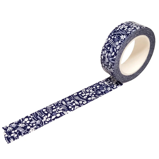 Navy Blue Floral Washi Tape