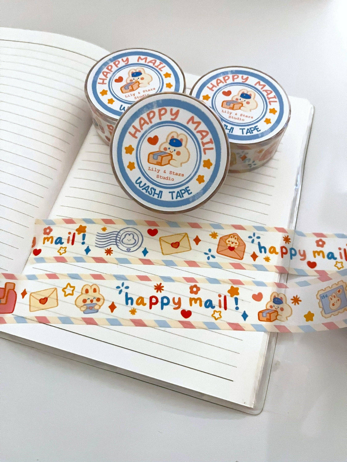 Happy Mail Washi Tape • Kawaii Bunny • Scrapbooking Tape (20mm x 10m)