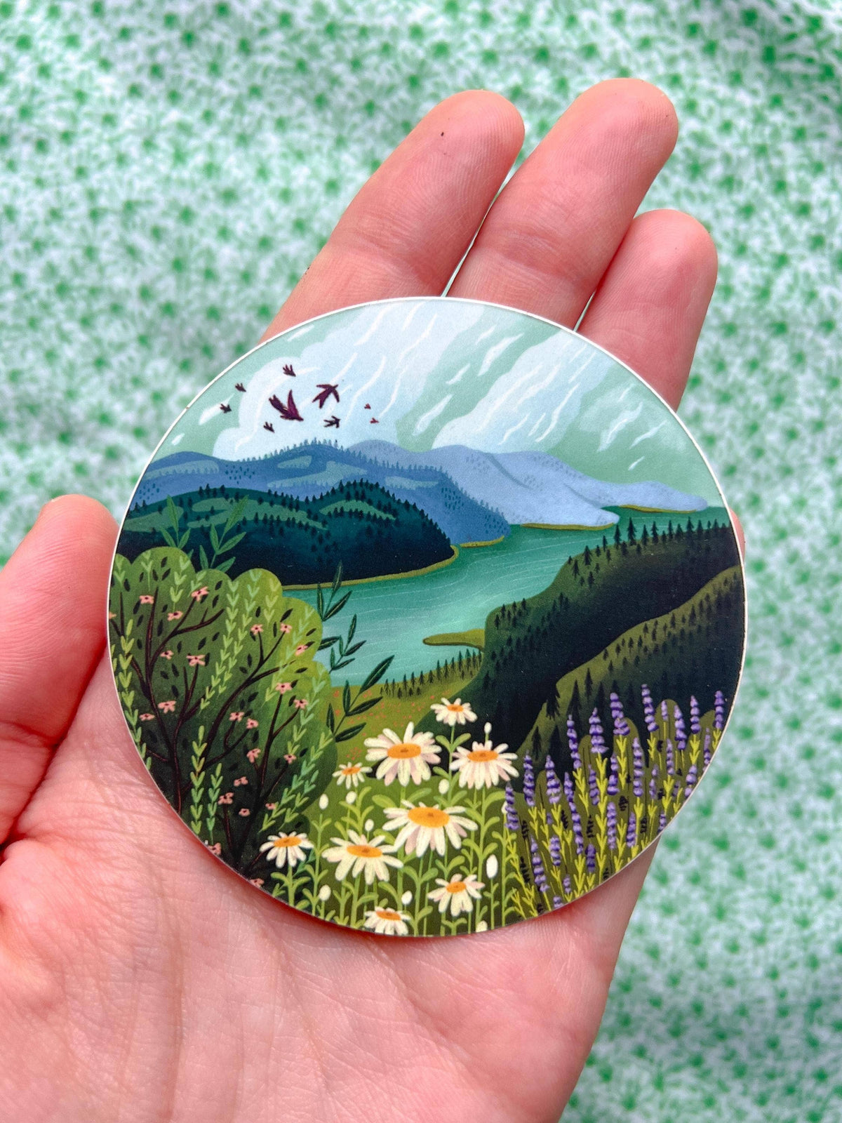 River and Mountains Nature Sticker, Columbia River PNW