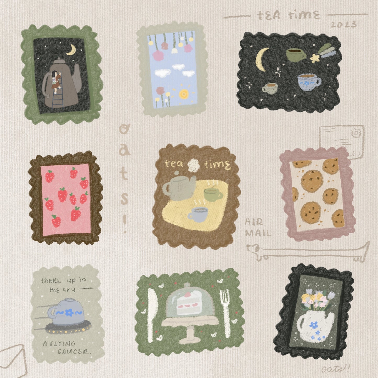 Tea in the Sky Kiss Cut Sticker Roll