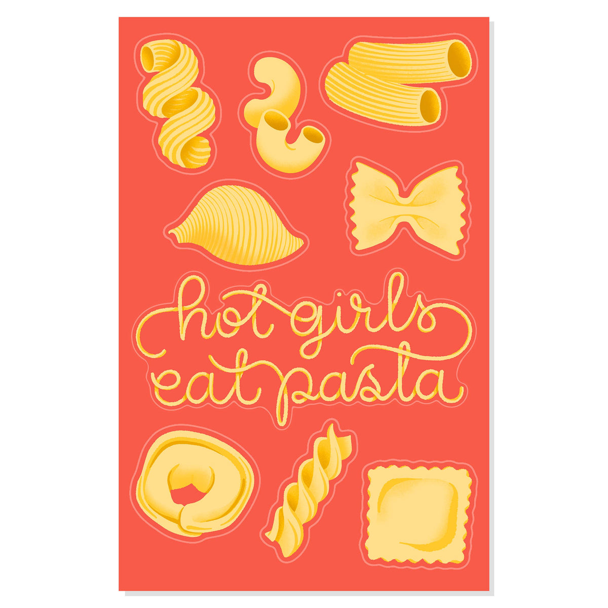 Hot Girls Eat Pasta - Funny Foodie sticker sheet