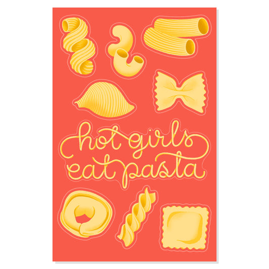 Hot Girls Eat Pasta - Funny Foodie sticker sheet