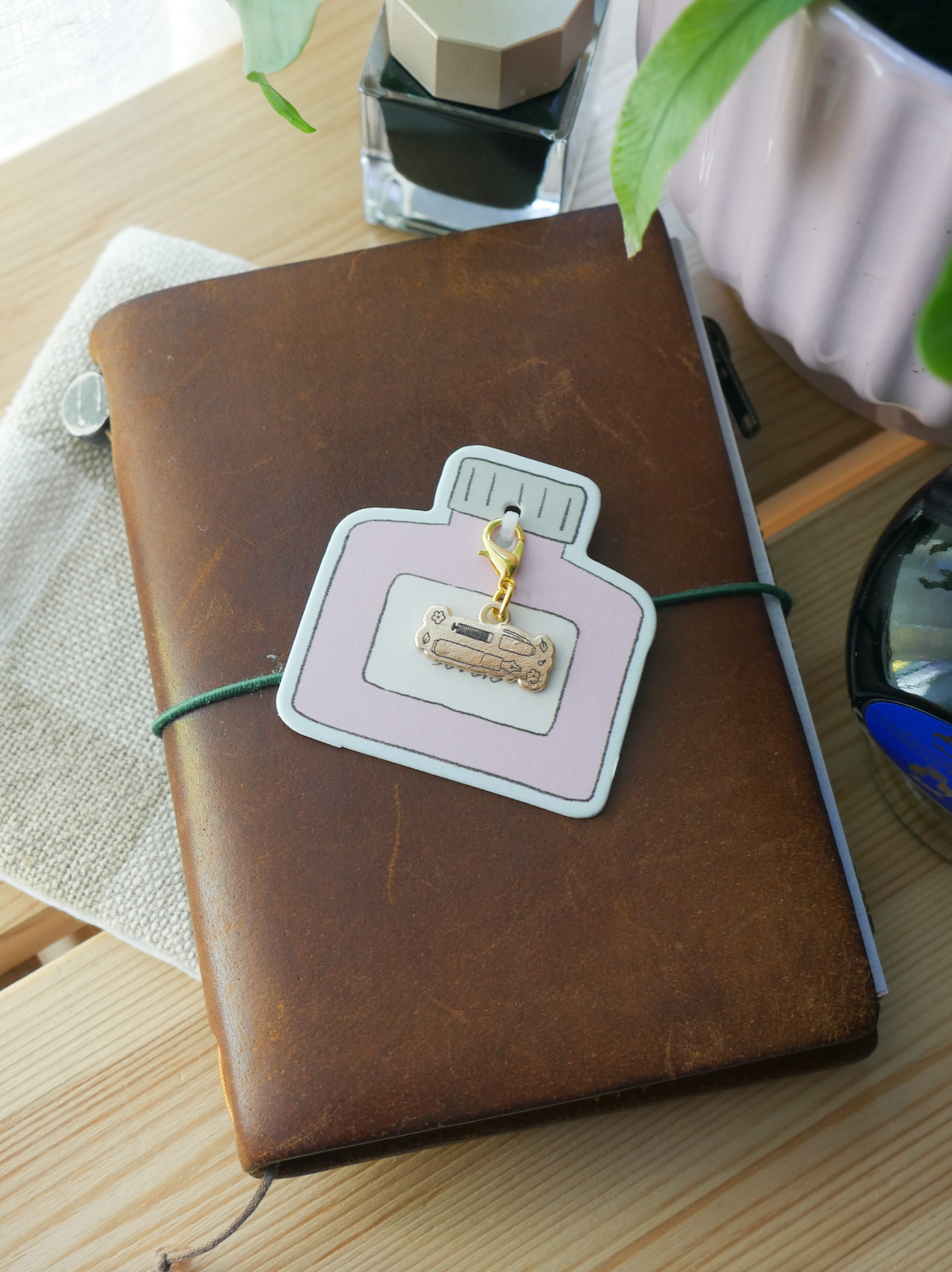 "handwritten with love" brass charm