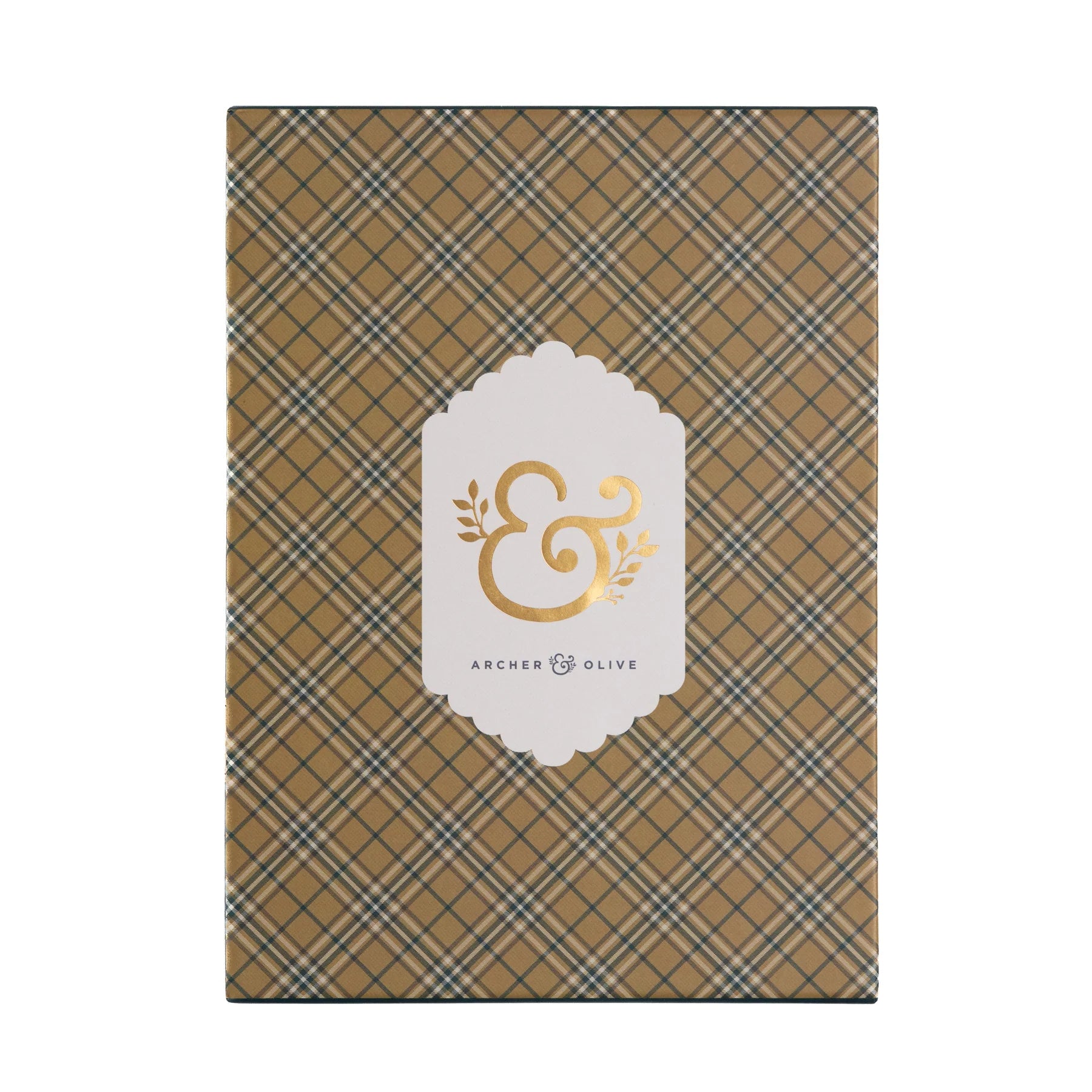 Plaid box that holds the Archer and Olive Fall 2025 A5 notebooks.