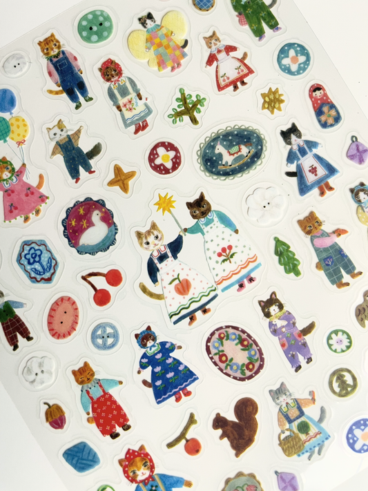 Cats and Buttons Sticker Sheet