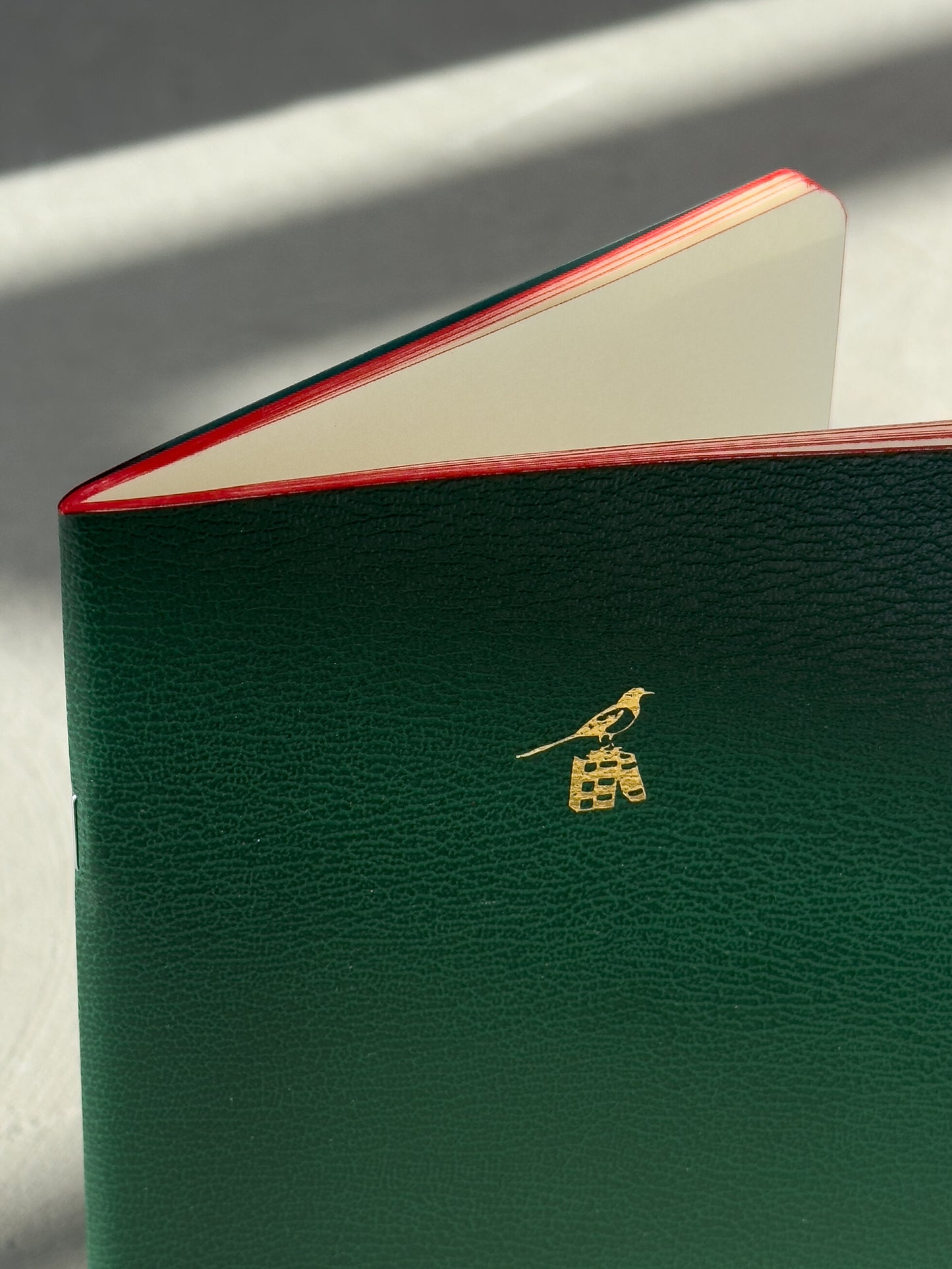 Bieffe Roma A5 Green Bird Notebook with Red Bound Edges