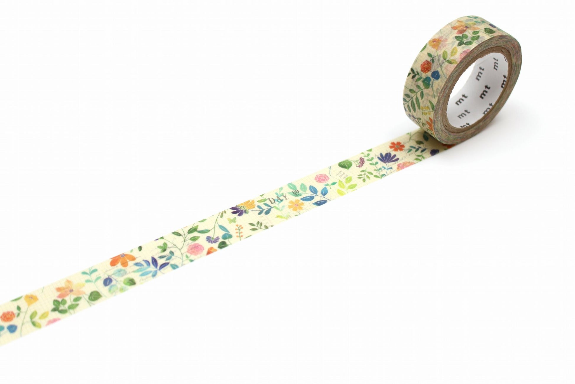 washi tape rolled out with watercolor flowers on a cream background