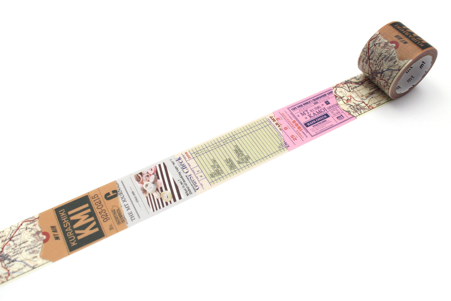 washi tape featuring a collage of ephemera like tickets and tags and newsprint