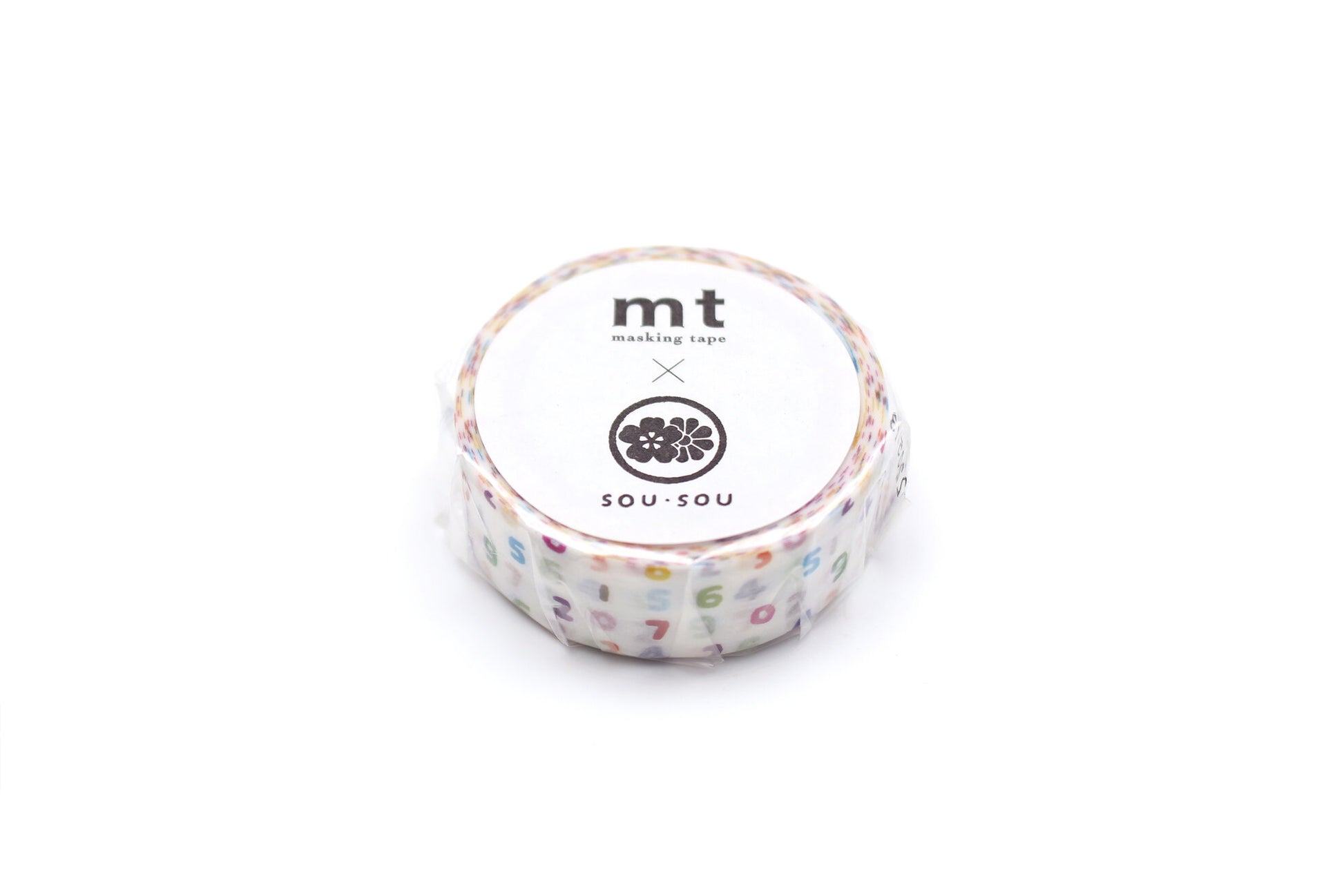 Roll of mt masking tape with colorful design on a white background