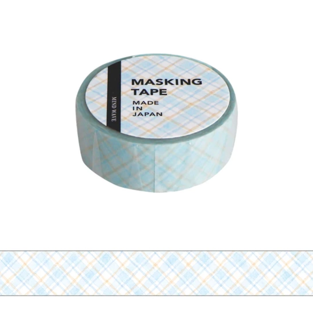 Mind Wave Light Blue Plaid, Pattern, Check 21 Masking Tape