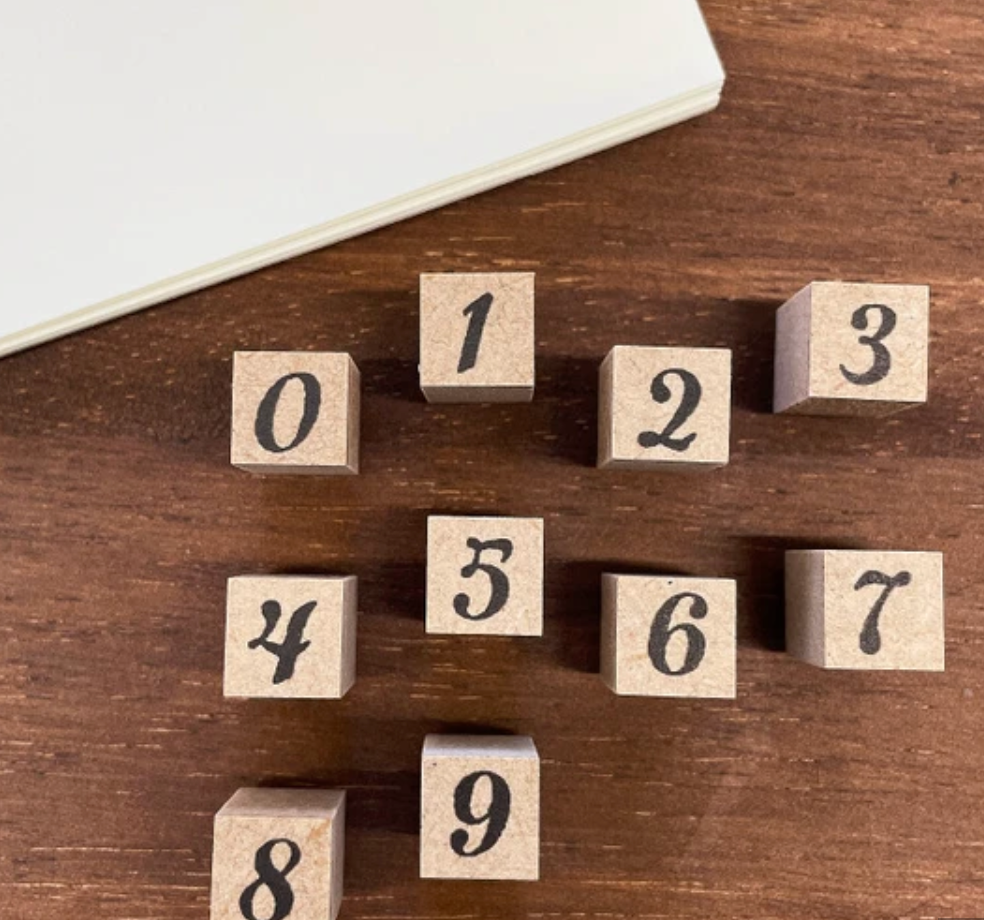 Set of 10 stamps for numbers 0-9