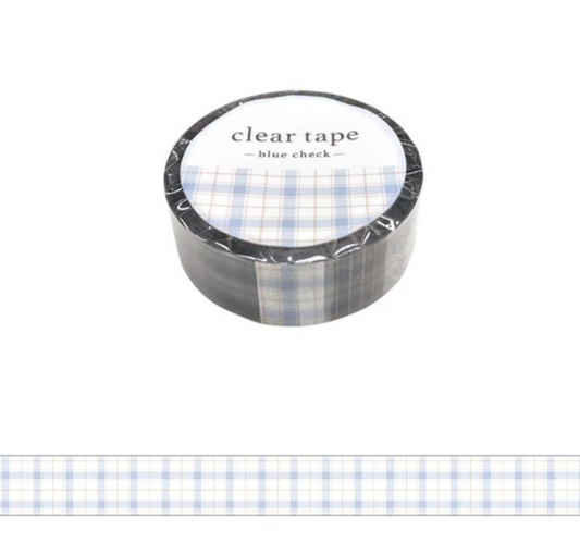 Blue Check 15mm Clear Tape