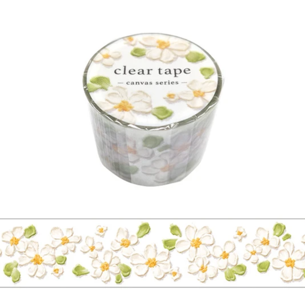 Canvas Flower White Clear Tape 30mm Width
