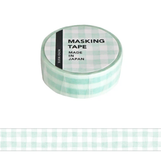 Mind Wave Light Teal Plaid, Pattern, Check 19 Masking Tape