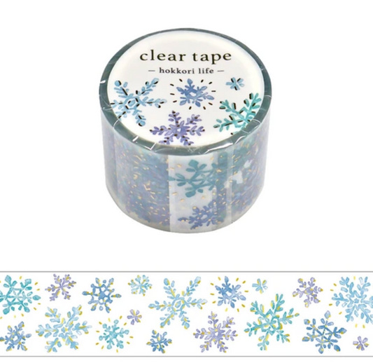 Hokkori Life Kessho, Snow Flakes 30mm Clear Tape