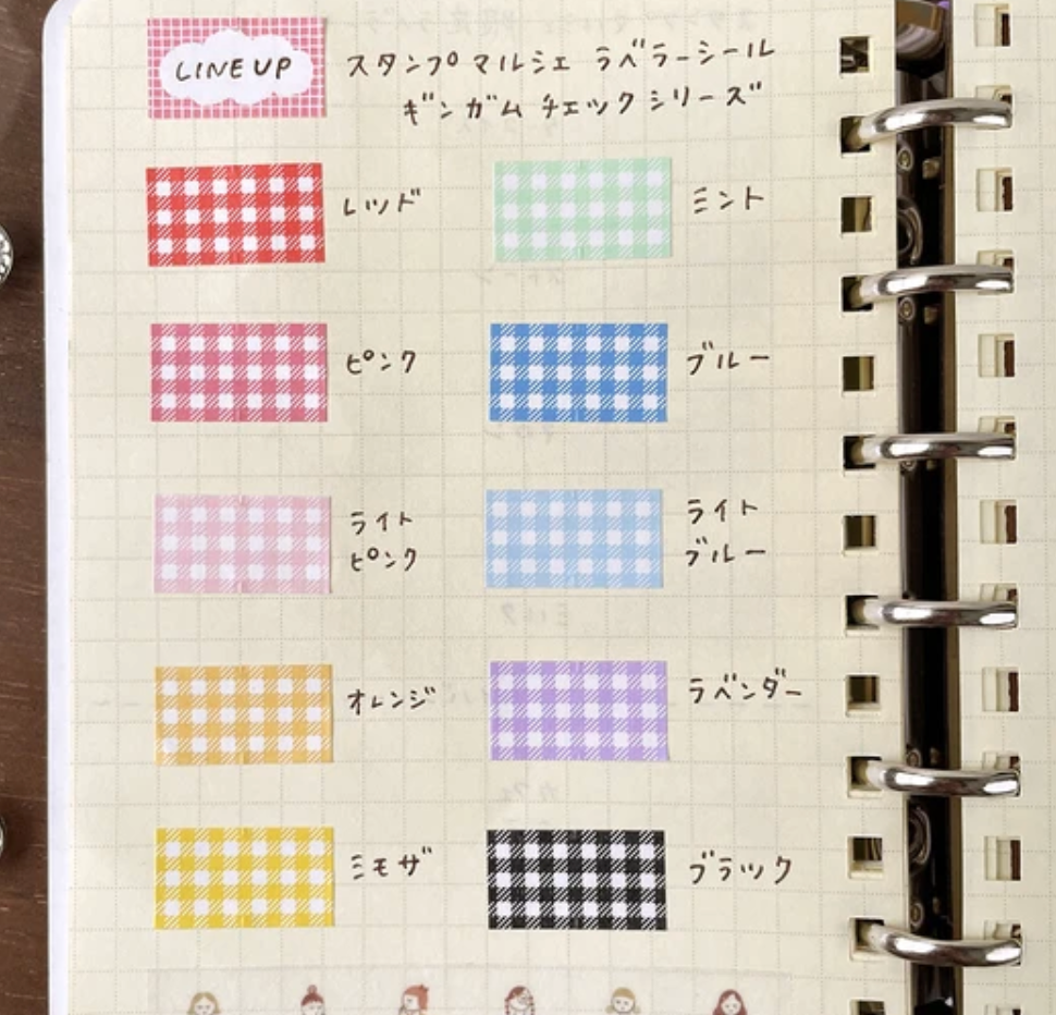 Light Blue Gingham Check Label Sticker Roll