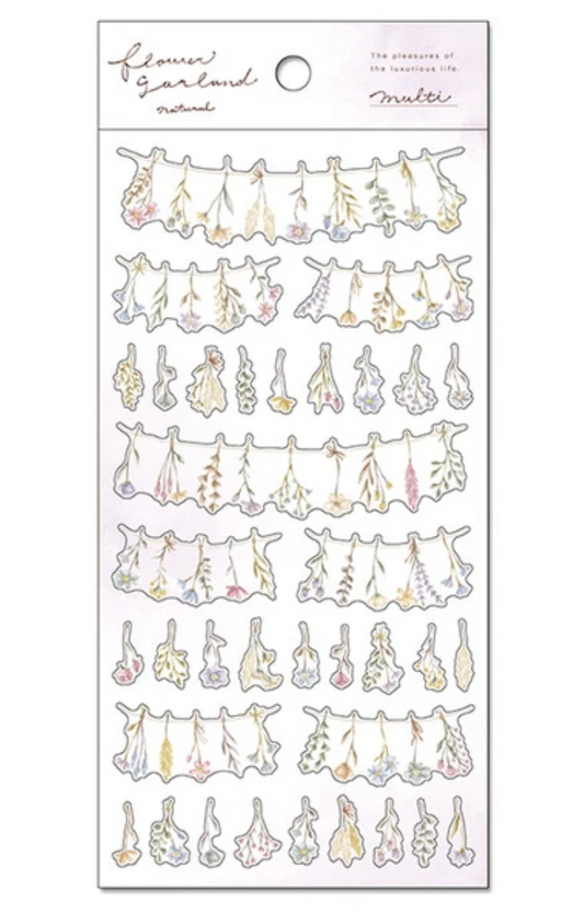 Flower Garland Sticker Sheet - multi natural