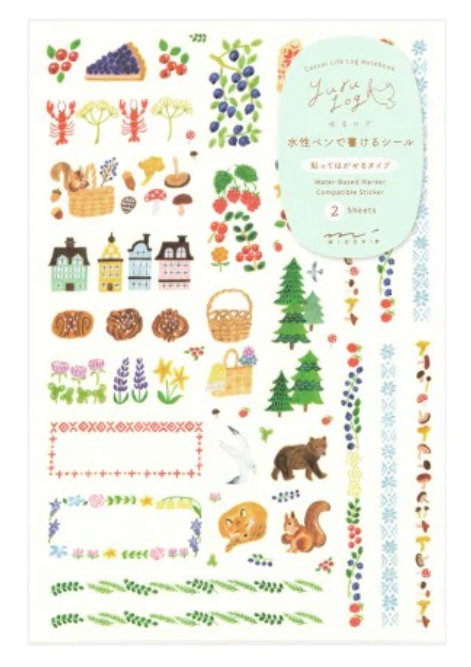 Yuru Log Stickers - 2 Sheets Scandanavia