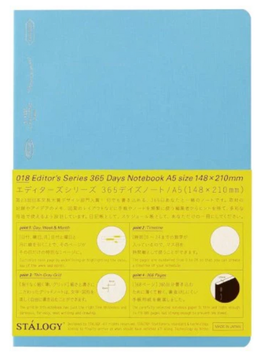 365DAYS NOTEBOOK A5 BLUE (Grid)