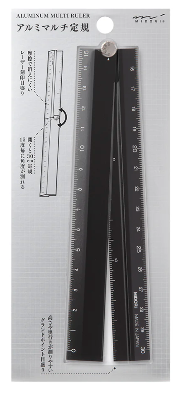 ALUMINUM MULTIPLE RULER 30CM BLACK