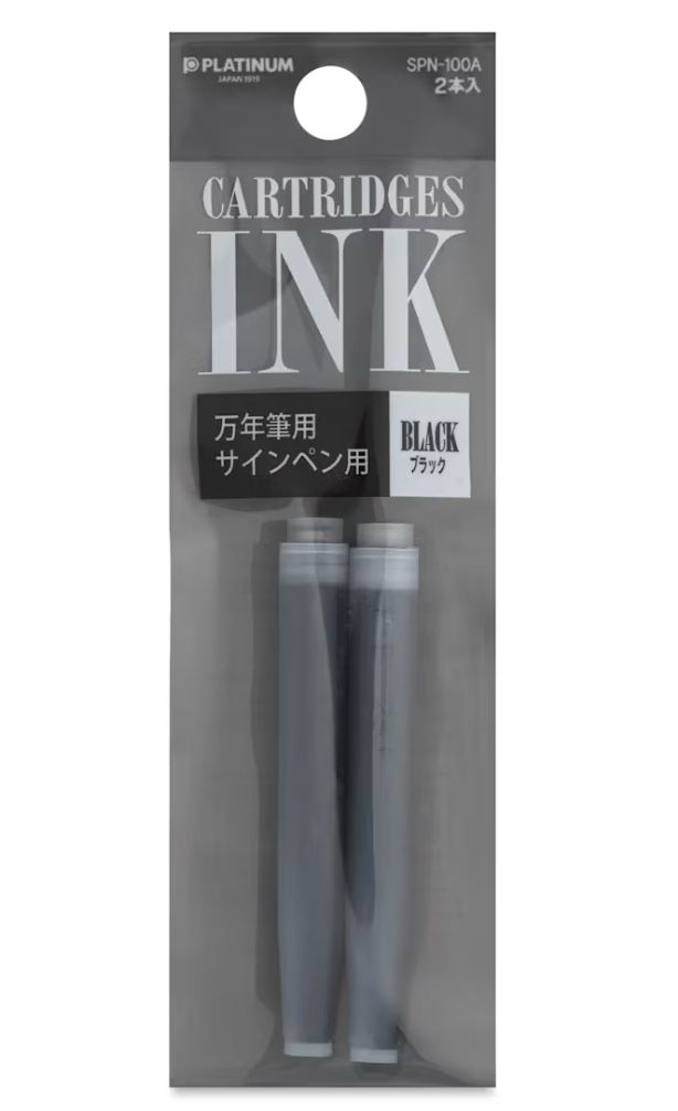 Platinum Pen Ink Cartridges - Black, Pkg of 2