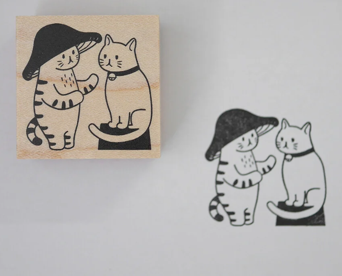 Mushroom Cat with Sitting Cat Stamp