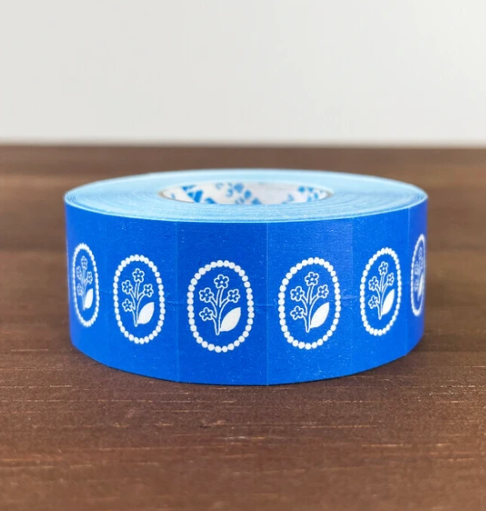 Seal Flower Brooch Blue Sticker Roll