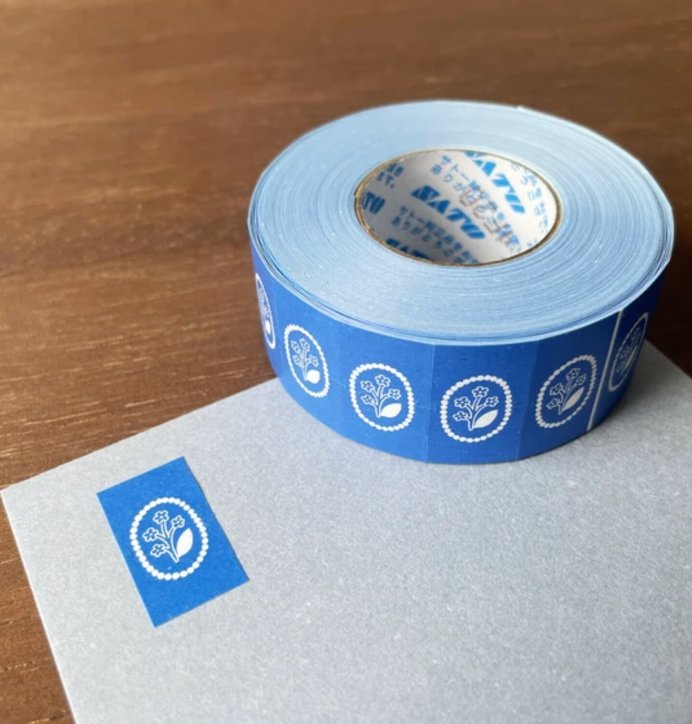 Seal Flower Brooch Blue Sticker Roll