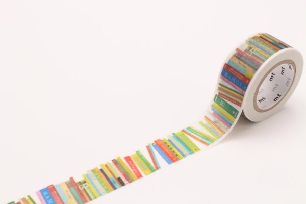 Washi tape roll with book stack from mt