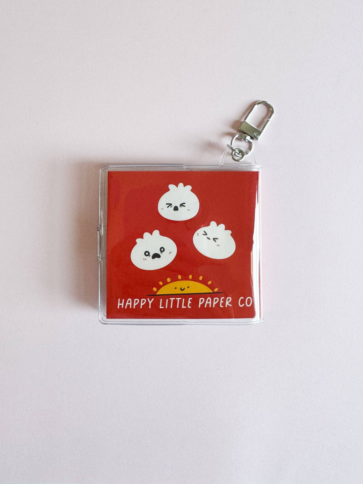Mini Notebook Bag Charm Keychain - Dumpling (Food, Asian, Pun, Bao, Smiley)
