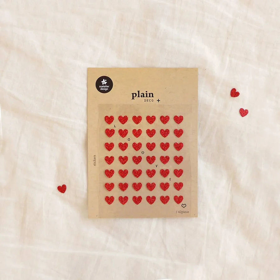 Plain Deco Sticker Sheet - no.1618 glitter hearts
