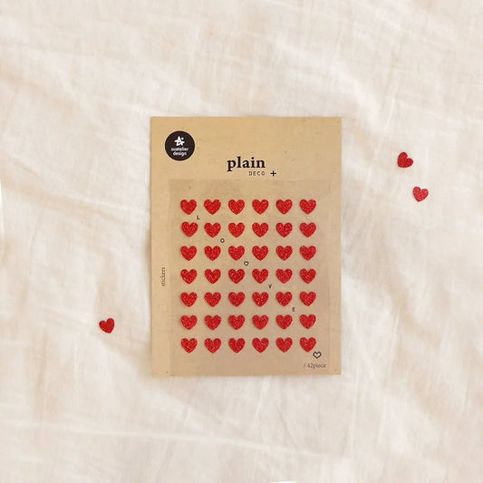 Plain Deco Sticker Sheet - no.1618 glitter hearts