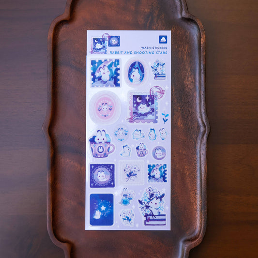Sticker Sheet (Washi) - Rabbit and Shooting Stars