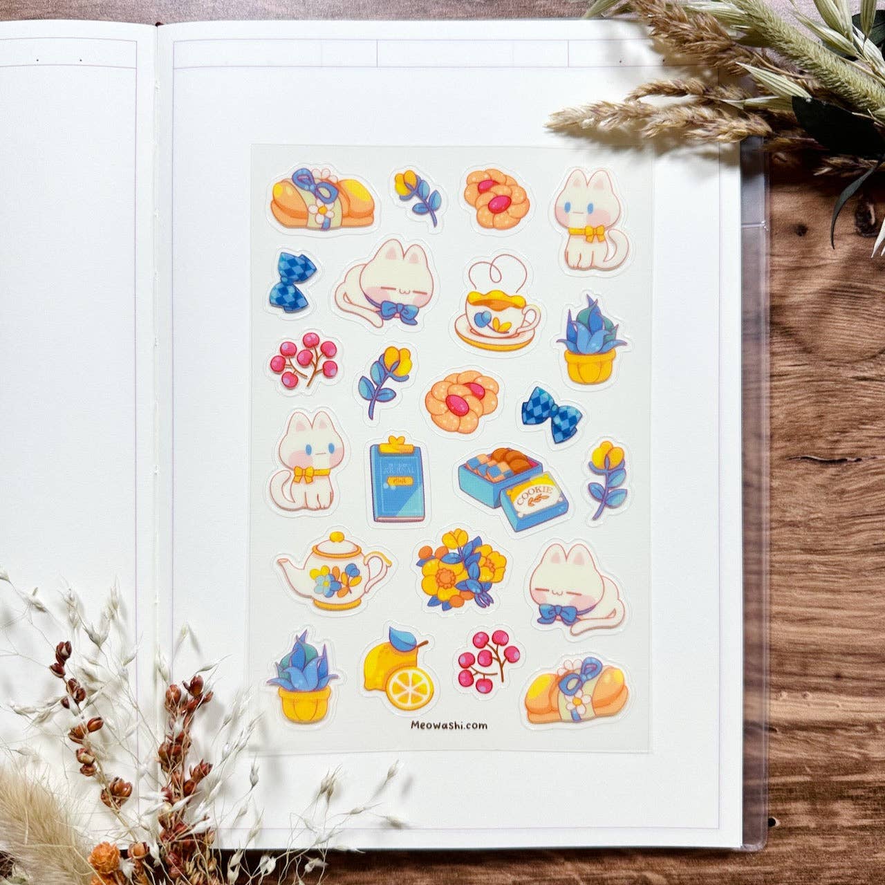 Blue Cat Teatime Clear Sticker Sheet