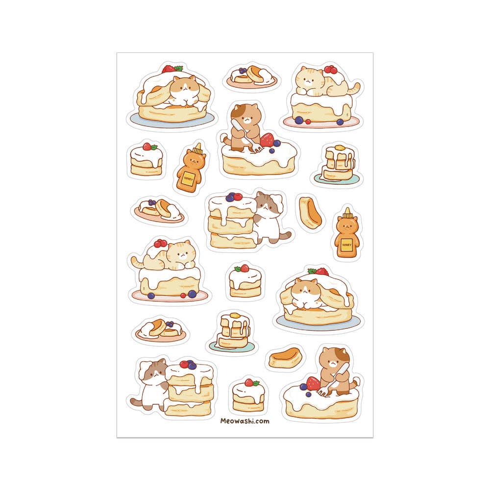 Cat and Pancake Clear Sticker Sheet