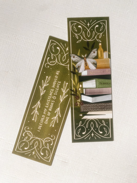 Bookmark: Books and Silence - Literary Quote
