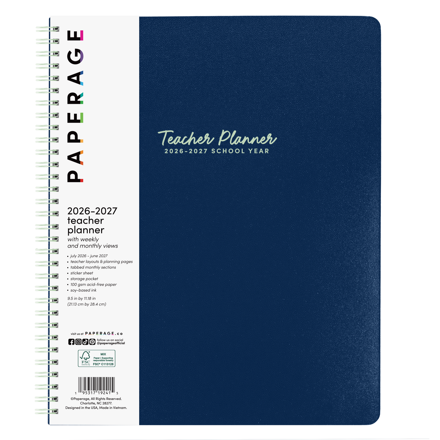 2026 - 2027 Teacher Planner with Weekly and Monthly Views