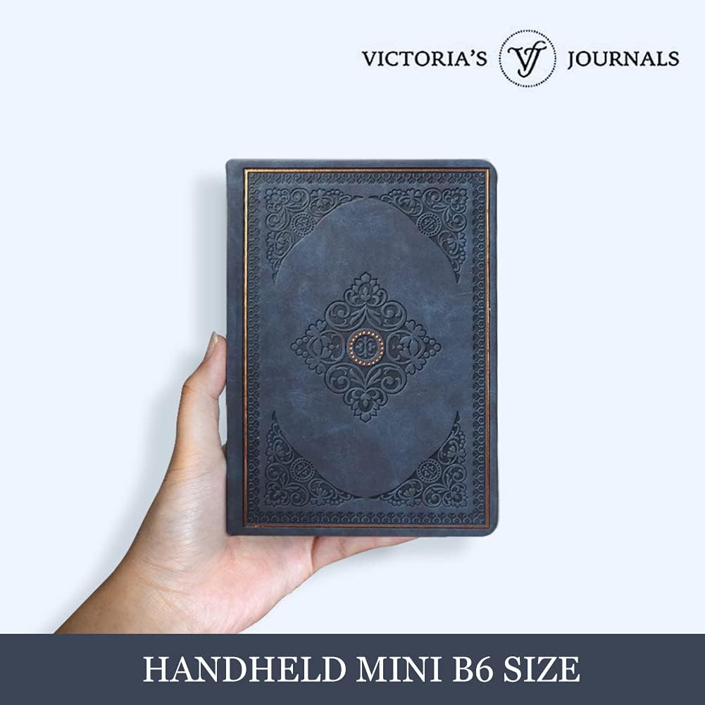 Vintage Classic Style Journal Vegan Leather (Dark Blue) S