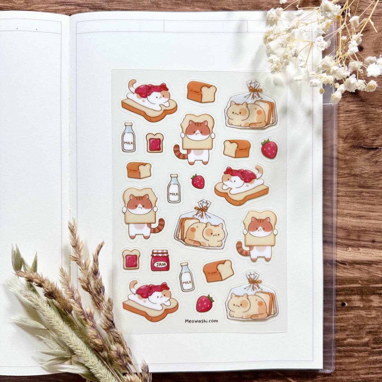 Cat and Toast Clear Sticker Sheet