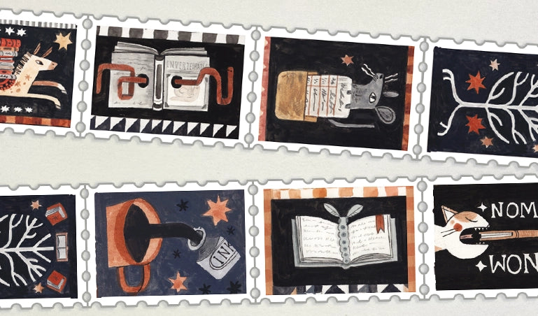 Dark Library Stamp Washi Tape