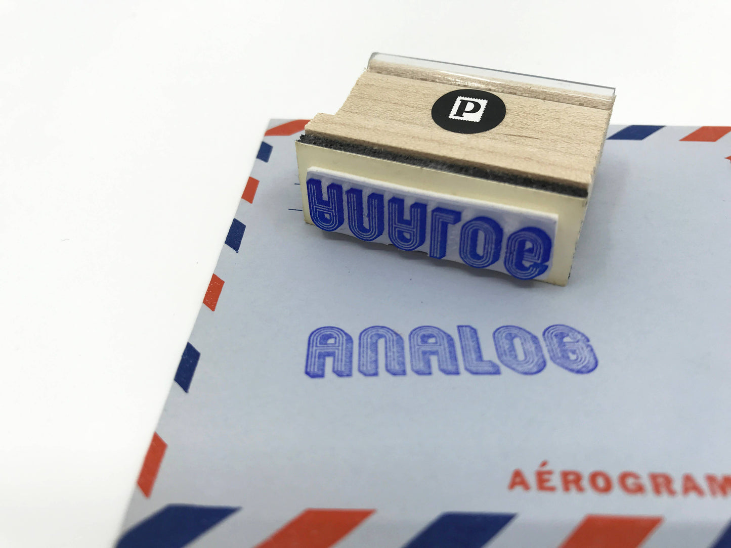 Analog Wooden Handle Rubber Stamp