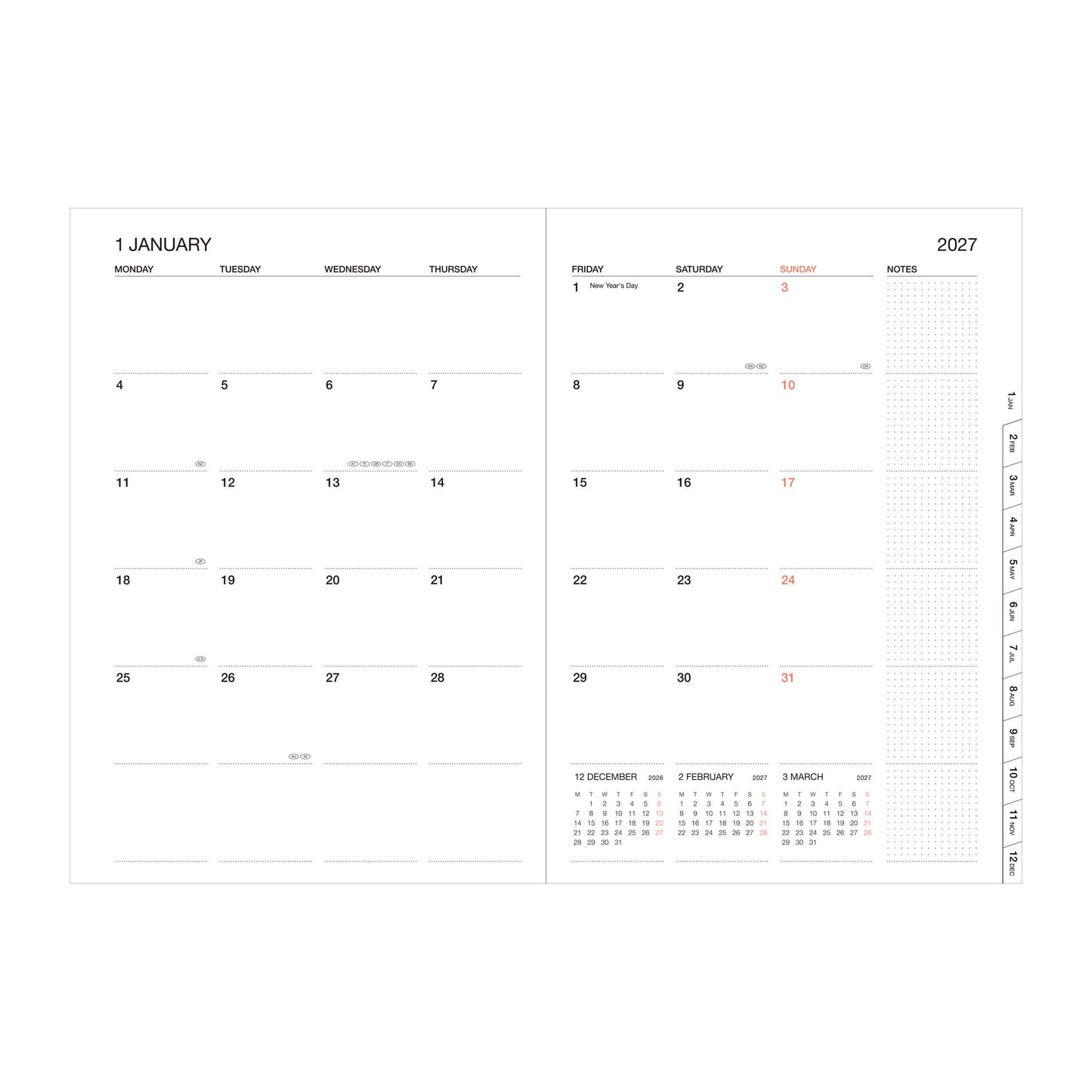 A5 Weekly Vertical Planner (Hourly Layout Sep 2026–Dec 2027)