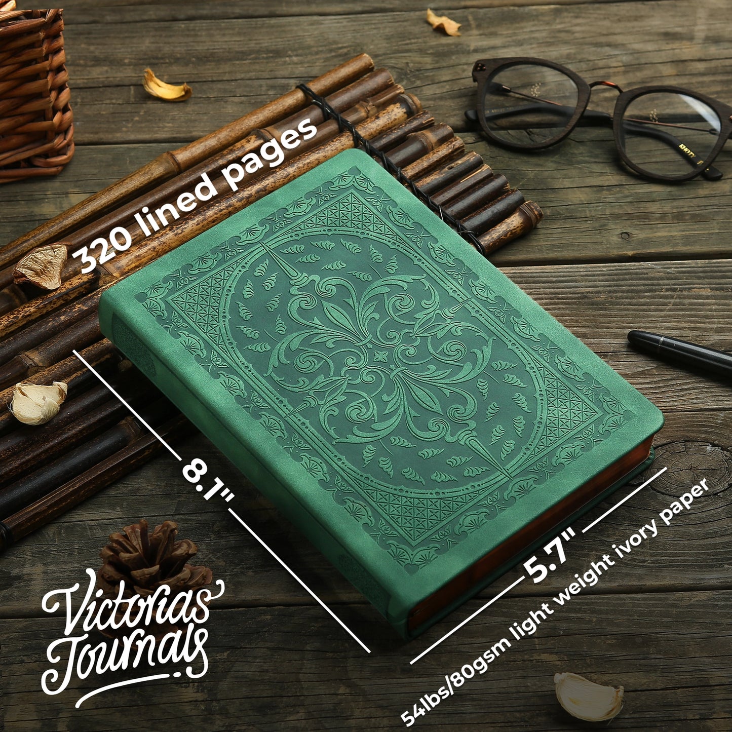 Victoria's Journals Vintage Style Diary Hard Cover (Green)