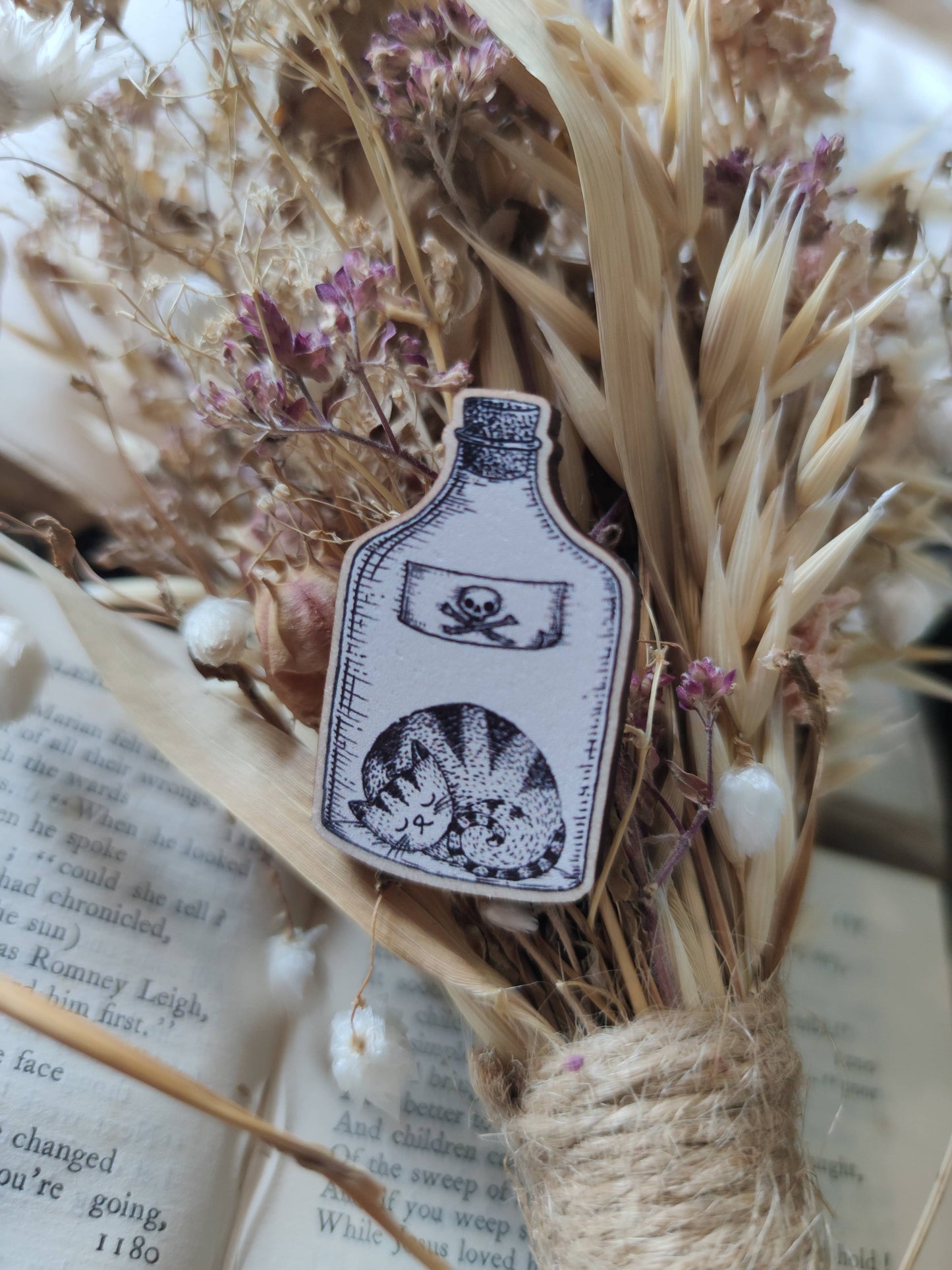 Poison Cat Wooden Pin Badge