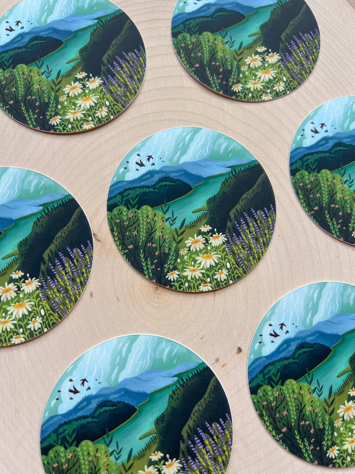 River and Mountains Nature Sticker, Columbia River PNW