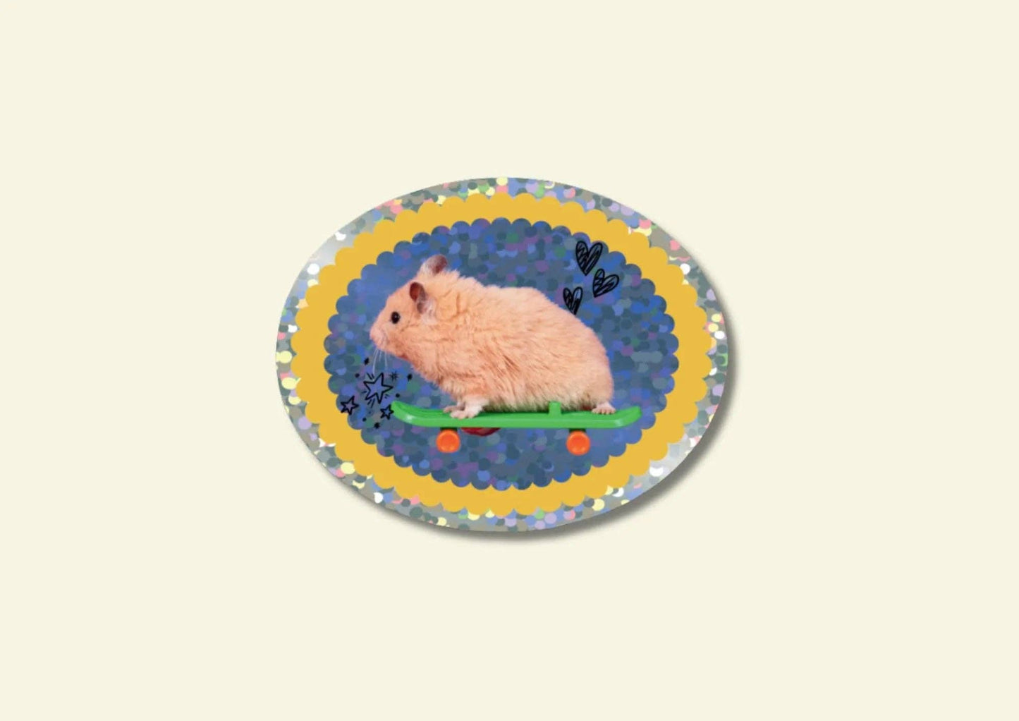 Skateboard Hamster Glitter Sticker