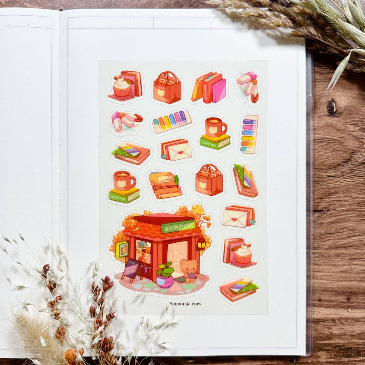 Autumn Book Store Clear Sticker Sheet