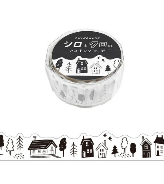 Black and White Houses Washi Tape