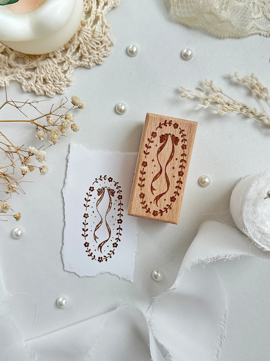 Flowers & Bows Framed Wood Stamp