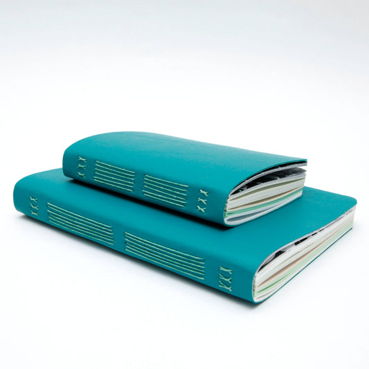 Teal Handsewn Notebook with Assorted Paper